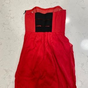 Strapless red dress
